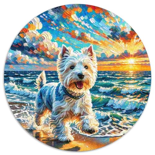 Terrier Rundes 1000 Puzzle Puzzle Rundes Puzzle Haustier Hund Stressabbau-Spielzeug Für Erwachsene Kinder Puzzle Erwachsene Anspruchsvoll 1000pcs (67.5x67.5cm) von MPASHJHCV