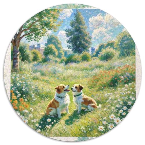 Terrier Rundes 1000 Puzzle Puzzle Rundes Puzzle Haustier Hund Stressabbau-Spielzeug Für Erwachsene Kinder Schwieriges Großes 1000pcs (67.5x67.5cm) von MPASHJHCV