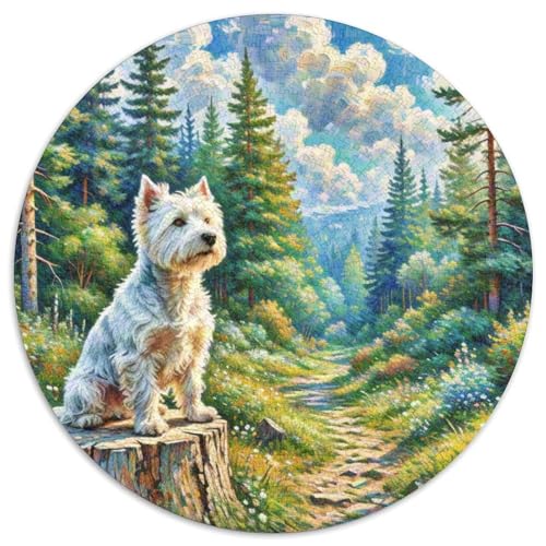 Terrier Rundes 1000 Puzzle Puzzle Rundes Puzzle Haustier Hund Stressabbau-Spielzeug Für Erwachsene Und Kinder Puzzle Erwachsene Anspruchsvoll 1000pcs (67.5x67.5cm) von MPASHJHCV