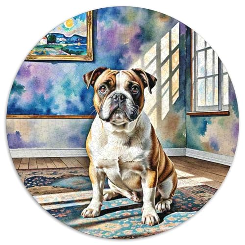 Terrier Rundes 1000 Puzzle Puzzle Rundes Puzzle Haustier Hund Stressabbau-Spielzeug Für Erwachsene Und Kinder Puzzle Erwachsene Anspruchsvoll 1000pcs (67.5x67.5cm) von MPASHJHCV