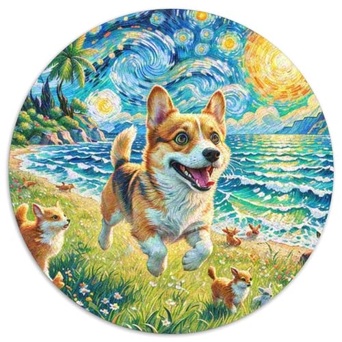 Terrier Rundes 1000 Puzzle Puzzle Rundes Puzzle Haustier Hund Stressabbau-Spielzeug Für Erwachsene Und Kinder Puzzle Erwachsene Anspruchsvoll 1000pcs (67.5x67.5cm) von MPASHJHCV