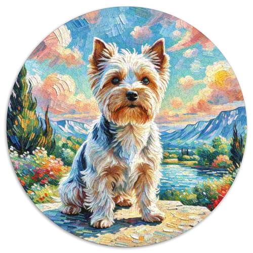 Terrier Rundes 1000 Puzzle Puzzle Rundes Puzzle Haustier Hund Stressabbau-Spielzeug Für Erwachsene Und Kinder Schwieriges Großes 1000pcs (67.5x67.5cm) von MPASHJHCV
