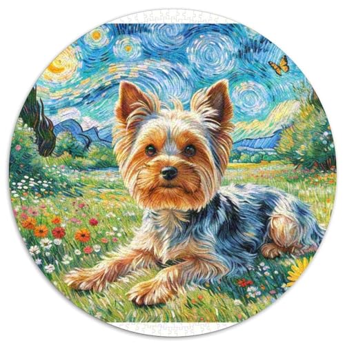 Terrier Rundes 1000 Puzzle Puzzle Rundes Puzzle Haustier Hund Stressabbau-Spielzeug Für Erwachsene Und Kinder Schwieriges Großes 1000pcs (67.5x67.5cm) von MPASHJHCV
