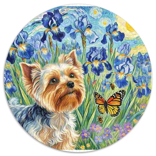 Terrier Rundes 1000 Puzzle Puzzle Rundes Puzzle Haustierhund Stressabbau-Spielzeug Für Erwachsene Kinder Erwachsene Impossible Puzzle 1000pcs (67.5x67.5cm) von MPASHJHCV
