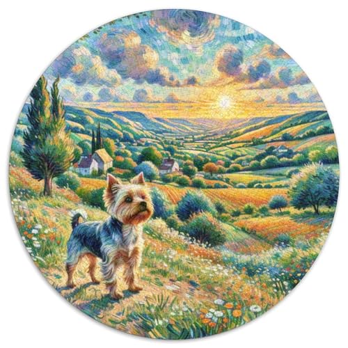 Terrier Rundes 1000 Puzzle Puzzle Rundes Puzzle Haustierhund Stressabbau-Spielzeug Für Erwachsene Kinder Puzzle Erwachsene Anspruchsvoll 1000pcs (67.5x67.5cm) von MPASHJHCV
