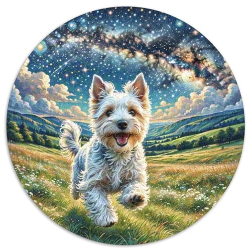 Terrier Rundes 1000 Puzzle Puzzle Rundes Puzzle Haustierhund Stressabbau-Spielzeug Für Erwachsene Kinder Schwieriges Großes 1000pcs (67.5x67.5cm) von MPASHJHCV