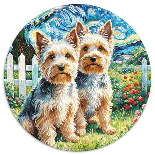 Terrier Rundes 1000 Puzzle Puzzle Rundes Puzzle Haustierhund Stressabbau-Spielzeug Für Erwachsene Und Kinder Puzzle Erwachsene Anspruchsvoll 1000pcs (67.5x67.5cm) von MPASHJHCV