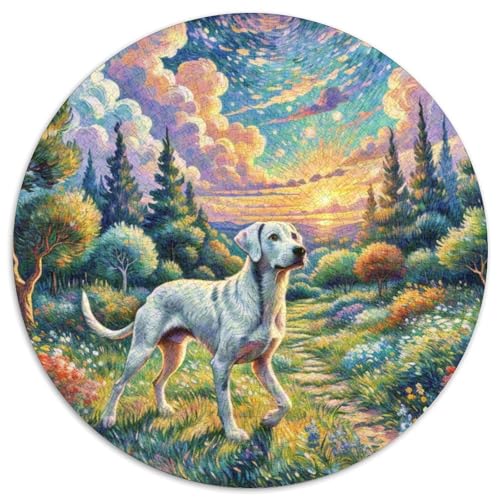 Weimaraner Rundes 1000 Puzzle Puzzle Rund Puzzle Haustierhund Stressabbau-Spielzeug Für Erwachsene Kinder Puzzle Erwachsene Anspruchsvoll 1000pcs (67.5x67.5cm) von MPASHJHCV