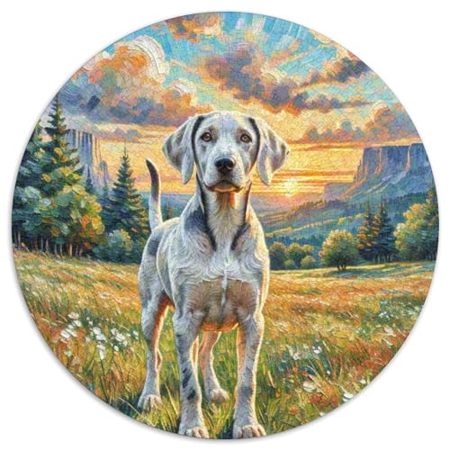 Weimaraner Rundes 1000 Puzzle Puzzle Rundes Puzzle Haustierhund Stressabbau-Spielzeug Für Erwachsene Kinder Puzzle Erwachsene Anspruchsvoll 1000pcs (67.5x67.5cm) von MPASHJHCV
