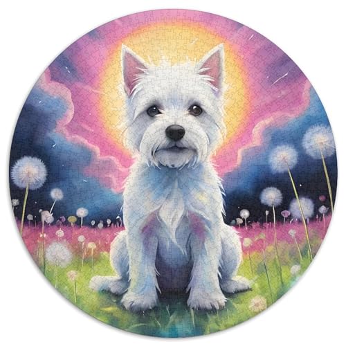 West Highland Weißer Terrier Rundes 1000 Puzzle Puzzle Rundes Puzzle Haustier Hund Stressabbau-Spielzeug Für Erwachsene Und Kinder Puzzle Erwachsene Anspruchsvoll 1000pcs (67.5x67.5cm) von MPASHJHCV