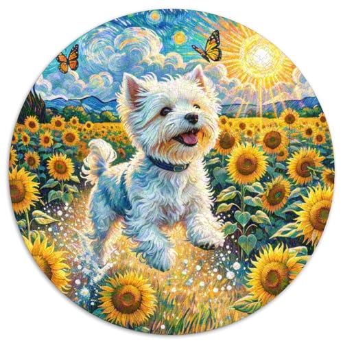 maltesisch Rundes 1000 Puzzle Puzzle Rund Puzzle Haustier Hund Stressabbau-Spielzeug Für Erwachsene Kinder Schwieriges Großes 1000pcs (67.5x67.5cm) von MPASHJHCV