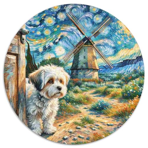 maltesisch Rundes 1000 Puzzle Puzzle Rund Puzzle Haustier Hund Verringerter Druck Schwieriges Für Erwachsene Kinder Unmögliches Puzzle Für Erwachsene 1000pcs (67.5x67.5cm) von MPASHJHCV