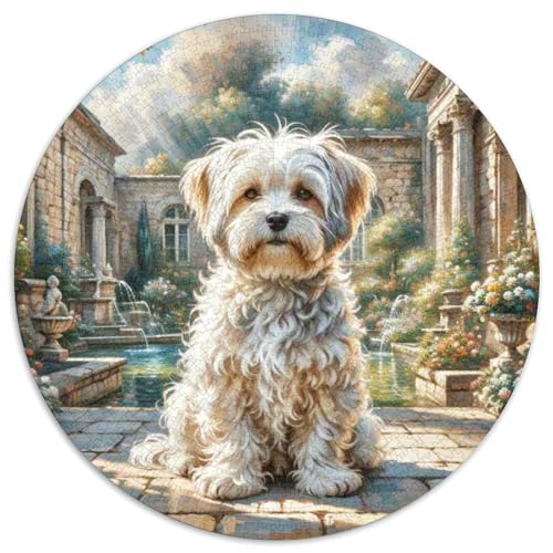 maltesisch Rundes 1000 Puzzle Puzzle Rundes Puzzle Haustier Hund Stressabbau-Spielzeug Für Erwachsene Und Kinder Puzzle Erwachsene Anspruchsvoll 1000pcs (67.5x67.5cm) von MPASHJHCV