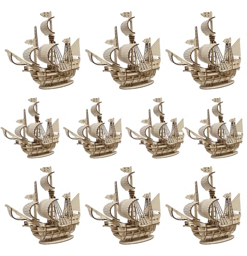 3D-Holz-Puzzle, Segelboot-Modell für Erwachsene, Segelboot-Puzzle, mehrmastiges Segelboot-Flottenmodellbausätze, Puzzle, 16,5 x 5,1 x 15,2 cm, kein Kleber oder andere Werkzeuge erforderlich, gratfrei von MPIUET