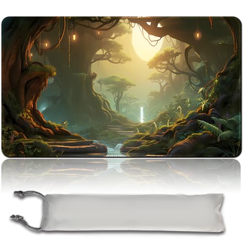 Brettspiel MTG Playmat + Freie wasserdichte Tasche, Genähte Kanten,Card Enthusiasten TCG Playmat Mouse Pad MTG Spielmatten Mit Zonen (Original Playmat) (No Zone,Dragons of Tarkir Forest) von MPLR BOARD GAME