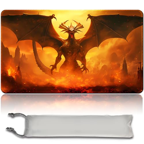 Brettspiel MTG Playmat + Freie wasserdichte Tasche, Genähte Kanten,Card Enthusiasten TCG Playmat Mouse Pad MTG Spielmatten Mit Zonen (Original Playmat) (No Zone,Nicol Bolas) von MPLR BOARD GAME