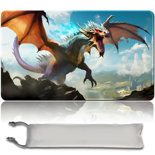 Brettspiel MTG Playmat + Freie wasserdichte Tasche, Genähte Kanten,Card Enthusiasten TCG Playmat Mouse Pad MTG Spielmatten Mit Zonen (Original Playmat) (No Zone,Nicol Bolas, The Ravager) von MPLR BOARD GAME