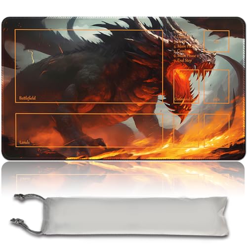 Brettspiel MTG Playmat + Freie wasserdichte Tasche, Genähte Kanten,Card Enthusiasten TCG Playmat Mouse Pad MTG Spielmatten Mit Zonen (Original Playmat) (with Zone,DRAGONLORD ATARKA) von MPLR BOARD GAME