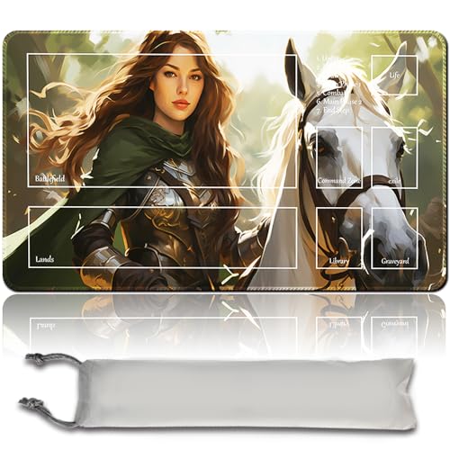 Brettspiel MTG Playmat + Freie wasserdichte Tasche, Genähte Kanten,Card Enthusiasten TCG Playmat Mouse Pad MTG Spielmatten Mit Zonen (Original Playmat) (with Zone,Knight Exemplar) von MPLR BOARD GAME