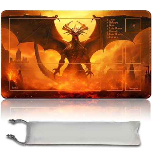 Brettspiel MTG Playmat + Freie wasserdichte Tasche, Genähte Kanten,Card Enthusiasten TCG Playmat Mouse Pad MTG Spielmatten Mit Zonen (Original Playmat) (with Zone,Nicol Bolas) von MPLR BOARD GAME