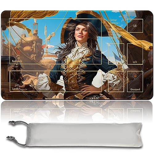 MPLR BOARD GAME Brettspiel MTG Spielmatten+Kostenlose wasserdichte Bag,Stitched Edges,Smooth Rubber Surface,MTG PlayMat with Zones(An Original Admiral Beckett Brass Playmat) (with Zone) von MPLR BOARD GAME