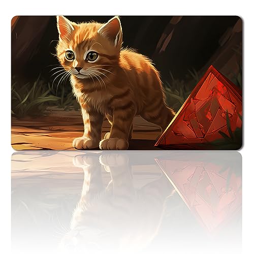 MPLR BOARD GAME Brettspiel MTG Spielmatten+Kostenlose wasserdichte Bag,Stitched Edges,Smooth Rubber Surface,MTG PlayMat with Zones(An Original Ancient Hellkite Playmat) (Adorable Kitten-No Zone) von MPLR BOARD GAME