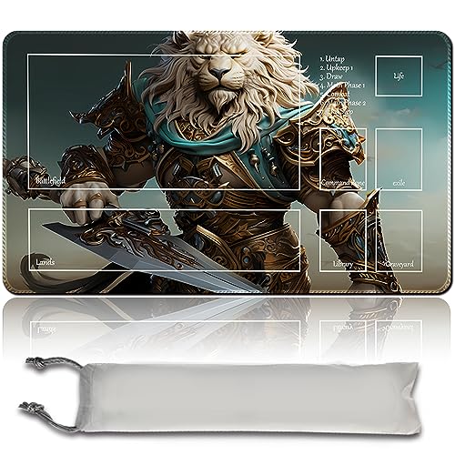 MPLR BOARD GAME Brettspiel MTG Spielmatten+Kostenlose wasserdichte Bag,Stitched Edges,Smooth Rubber Surface,MTG PlayMat with Zones(An Original Ajani, Mentor of Heroes Playmat) (with Zone) von MPLR BOARD GAME