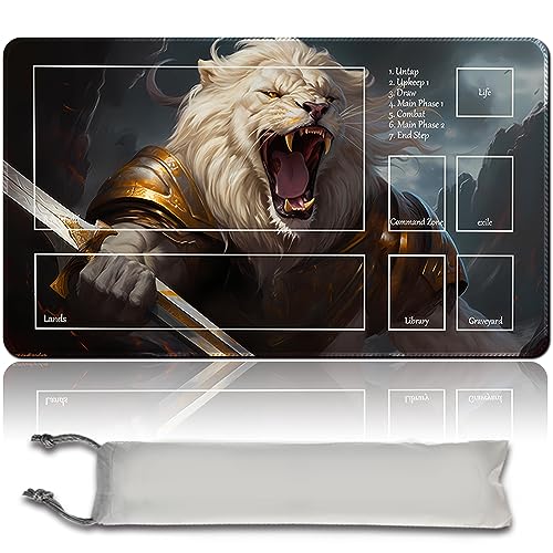 MPLR BOARD GAME Brettspiel MTG Spielmatten+Kostenlose wasserdichte Bag,Stitched Edges,Smooth Rubber Surface,MTG PlayMat with Zones(An Original Ajani, Strength of The Pride Playmat) (with Zone) von MPLR BOARD GAME