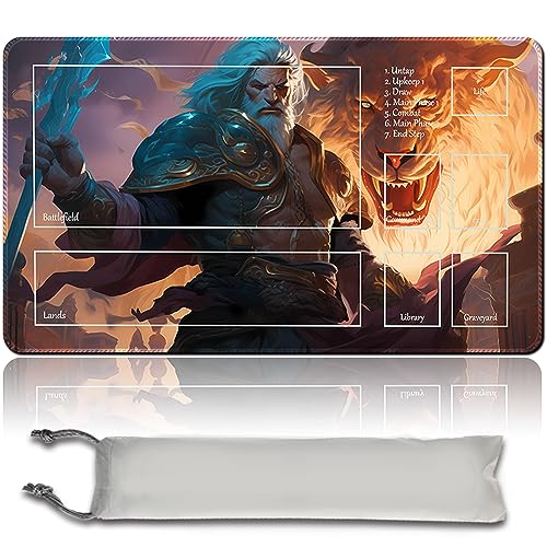 MPLR BOARD GAME Brettspiel MTG Spielmatten+Kostenlose wasserdichte Bag,Stitched Edges,Smooth Rubber Surface,MTG PlayMat with Zones(An Original Ajani UNYIELDING Playmat) (with Zone) von MPLR BOARD GAME