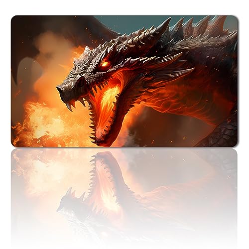 MPLR BOARD GAME Brettspiel MTG Spielmatten+Kostenlose wasserdichte Bag,Stitched Edges,Smooth Rubber Surface,MTG PlayMat with Zones(An Original Ancient Hellkite Playmat) (No Zone) von MPLR BOARD GAME