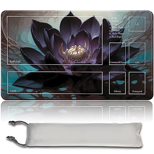 MPLR BOARD GAME Brettspiel MTG Spielmatten+Kostenlose wasserdichte Bag,Stitched Edges,Smooth Rubber Surface,MTG PlayMat with Zones(An original Black Lotus Playmat) von MPLR BOARD GAME