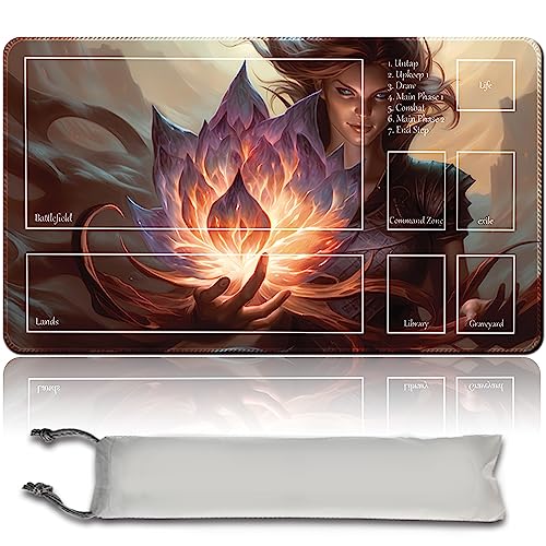 MPLR BOARD GAME Brettspiel MTG Spielmatten+Kostenlose wasserdichte Bag,Stitched Edges,Smooth Rubber Surface,MTG PlayMat with Zones(An original Black Lotus and Chandra Playmat) von MPLR BOARD GAME