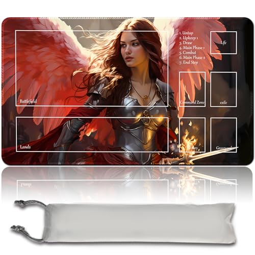 MPLR BOARD GAME Brettspiel MTG Spielmatten + Kostenlose wasserdichte Bag,Stitched Edges,Smooth Rubber Surface,MTG PlayMat with Zone (An Original MTG Playmat) (with Zone,Archangel of Thune) von MPLR BOARD GAME