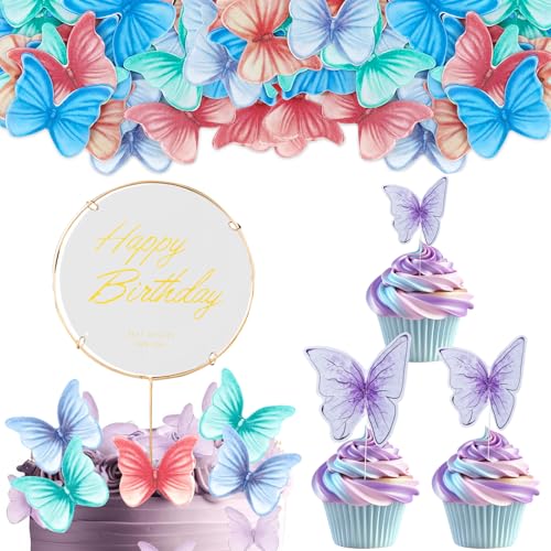 54 Stück Essbare Schmetterlinge für Torte, Schmetterlinge Kuchen Deko,Esspapier Tortendeko,3D Tortendeko Mädchen,Essbare Reispapier,für Geburtstagsfeiern Hochzeit Babyparty Jubiläum 54 Stück Essbare Schmetterlinge für Torte, Schmetterlinge Kuchen Deko,Esspapier Tortendeko,3D Tortendeko Mädchen,Essbare Reispapier,für Geburtstagsfeiern Hochzeit Babyparty Jubiläum von MPQDFG