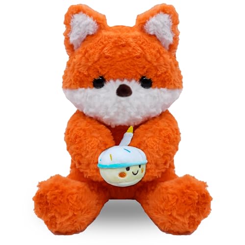 Kuscheltier Kawaii Plüschtiere, mit Kuchen und Hat, 38cm Nette Plüsch Spielzeug Niedliche, weichem Plüsch zum Kuscheln und Spielen, für Mädchen Jungen Kinder Partei Weihnachten Geburtstag (38cm) von MPQDFG