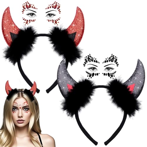 MPQDFG Halloween-Teufelshörner, Kostümzubehör, Hörner, Stirnband, Teufel mit Gesicht, Juwelen, Herren, Damen, Kinder, Karneval, Halloween, Cosplay, Party, Kostümzubehör MPQDFG Halloween-Teufelshörner, Kostümzubehör, Hörner, Stirnband, Teufel mit Gesicht, Juwelen, Herren, Damen, Kinder, Karneval, Halloween, Cosplay, Party, Kostümzubehör von MPQDFG