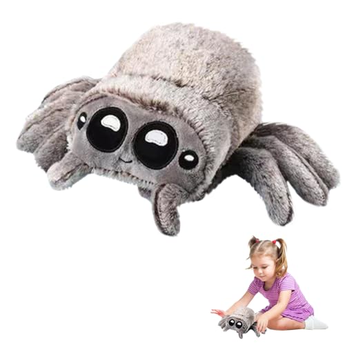 MPQDFG Niedliches Spinnen-Plüschtier, 20cm/7.87 Zoll große Grau Spinne Wurfkissen, Halloween Cartoon Spinne Plüschtier, Heimdekoration, Geschenk Für Erwachsene Und Kinder (Braun Grau) von MPQDFG