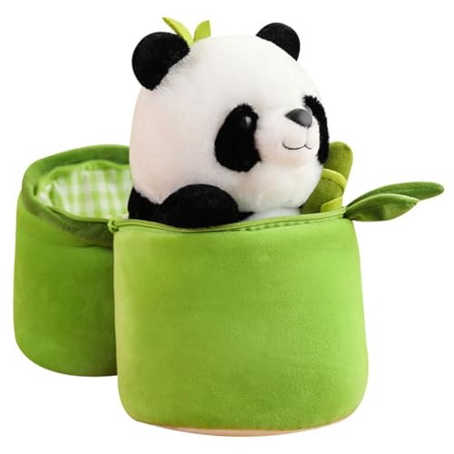 MPQDFG Super Soft Plush Plüsch, Panda Thema, Mini Größe, mit personalisierbarer ID Karte, Steht alleine, 25x15x12 cm, Black (Panda) von MPQDFG