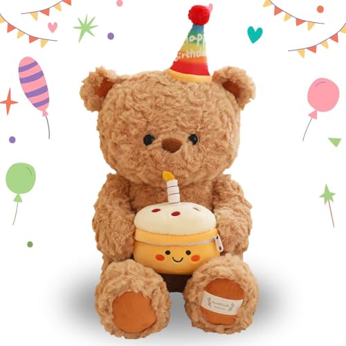 MPQDFG Teddy Plüschtier, Entzückender Happy Birthday Teddybär, Teddybär für besondere Anlässe, Happy Birthday, Kuscheliges Plüschtier Kleiner Braunbär, für Mädchen Jungen Kinder (43cm) von MPQDFG