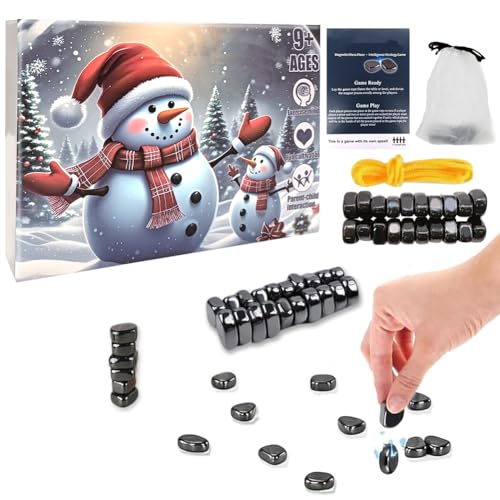 Magnetisches Schachspiel, Pädagogisches Steinbrettspiel mit 20 Magnet Steine Spielseil, Partyzubehör für Familientreffen Portable Chess Magnetic Game for Adults (Christmas Style-002) von MPQDFG