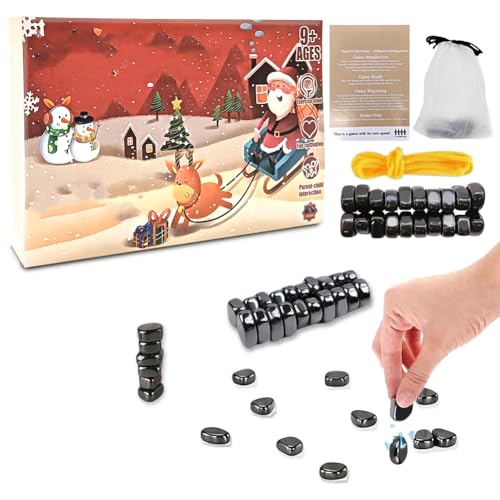 Magnetisches Schachspiel, Pädagogisches Steinbrettspiel mit 20 Magnet Steine Spielseil, Partyzubehör für Familientreffen Portable Chess Magnetic Game for Adults (Christmas Style-003) von MPQDFG