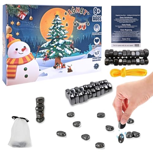 Magnetisches Schachspiel, Pädagogisches Steinbrettspiel mit 20 Magnet Steine Spielseil, Partyzubehör für Familientreffen Portable Chess Magnetic Game for Adults (Christmas Style-004) von MPQDFG
