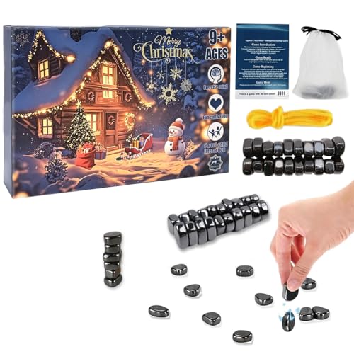 Magnetisches Schachspiel, Pädagogisches Steinbrettspiel mit 20 Magnet Steine Spielseil, Partyzubehör für Familientreffen Portable Chess Magnetic Game for Adults von MPQDFG
