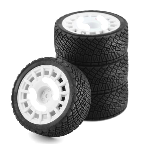 Universal-Kunststofffelgen-Gummireifen für 1/10 RC On-Road-Rennwagen, kompatibel mit Tamiya TT02 XV01 HSP 94123 HPI KYOSHO WLto, Weiß, 4 Stück Universal-Kunststofffelgen-Gummireifen für 1/10 RC On-Road-Rennwagen, kompatibel mit Tamiya TT02 XV01 HSP 94123 HPI KYOSHO WLto, Weiß, 4 Stück von MQAIBENG