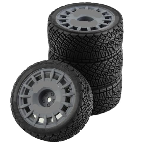 Universal-Kunststofffelgen-Gummireifen für 1/10 RC On-Road-Rennwagen, kompatibel mit Tamiya TT02 XV01 HSP 94123 HPI KYOSHO WLto (dunkelgrau), 4 Stück von MQAIBENG