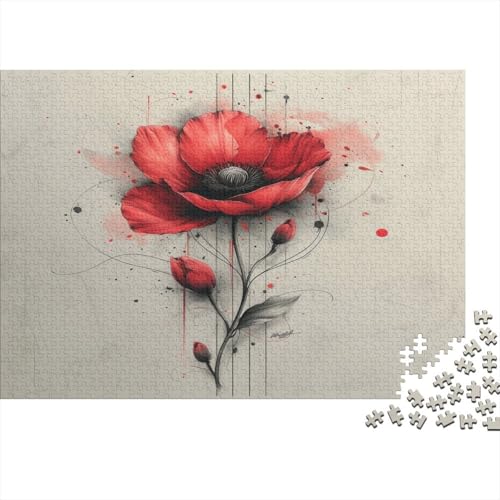 Abstrakte rote Blume Puzzlespiel 1000 Teile Puzzles Für Erwachsene Lernspiel Herausforderung Spielzeug 1000 Teile Puzzles Für Erwachsene Kinder Erwachsenen Puzzlespiel Puzzel 1000pcs (75x50cm) von MQBDEUAOP