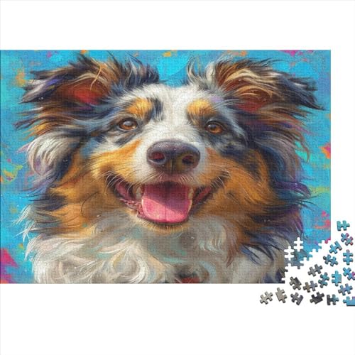 Australian Shepherd Hund Puzzlespiel 1000 Teile Puzzles Für Erwachsene Lernspiel Herausforderung Spielzeug 1000 Teile Puzzles Für Erwachsene Kinder Erwachsenen Puzzlespiel Puzzel 1000pcs (75x50cm) von MQBDEUAOP