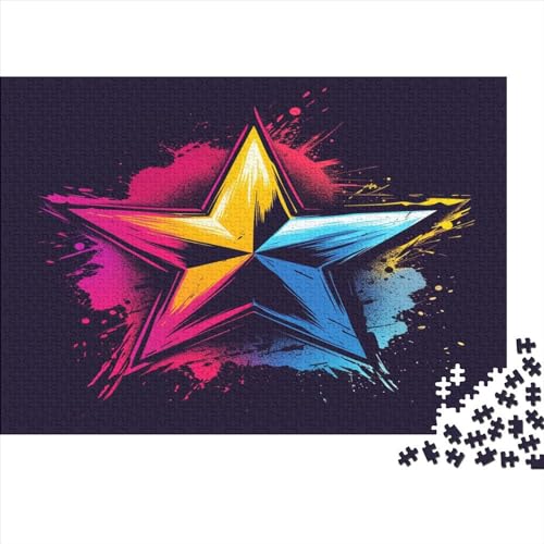 Farbiger Stern Puzzle 1000 Teile,Puzzle Für Erwachsene, Impossible Puzzle,Puzzle Farbenfrohes Legespiel,GesKükenlichkeitsspiel Für Die Ganze Familie Puzzel 1000pcs (75x50cm) von MQBDEUAOP