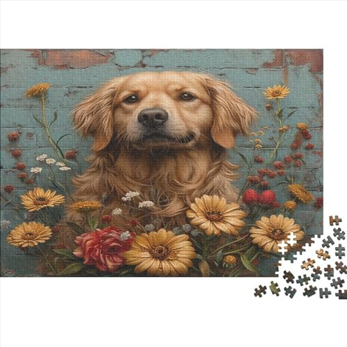 Golden Retriever Puzzlespiel 1000 Teile Erwachsene -Puzzle 1000 Stück Spiel Puzzles Für Erwachsene Kinder Puzzle Erwachsenen Puzzlespiel Puzzel 1000pcs (75x50cm) von MQBDEUAOP