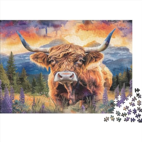 Highland Kattle Puzzle 1000 Teile Für Erwachsene Und Kinder Ab 14 Jahren Für Stressabbauer Puzzel 1000pcs (75x50cm) von MQBDEUAOP